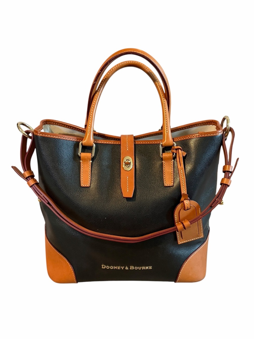 Dooney & Bourke Claremont Dover Tote Set - Black & Tan Leather (3-Piece Set) - Picture 2 of 16
